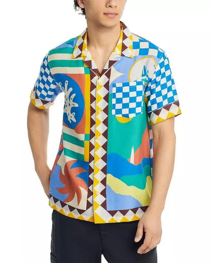 Bachelor In Paradise S10 Justin Glaze Printed Camp Shirt