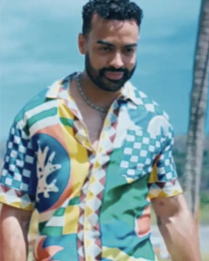 Bachelor In Paradise S10 Justin Glaze Printed Camp Shirt