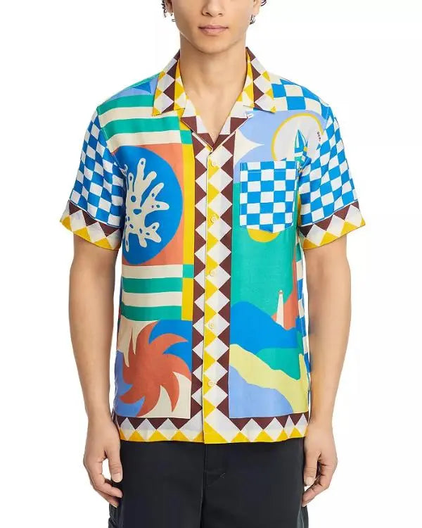 Bachelor In Paradise S10 Justin Glaze Printed Camp Shirt