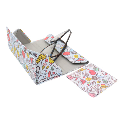 Back to School Print Glasses Case - Vegan Leather Magic Folding Hardcase