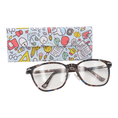 Back to School Print Glasses Case - Vegan Leather Magic Folding Hardcase