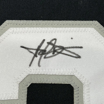 Framed Autographed/Signed Harold Baines 35x39 Chicago Black Baseball Jersey Beckett BAS COA