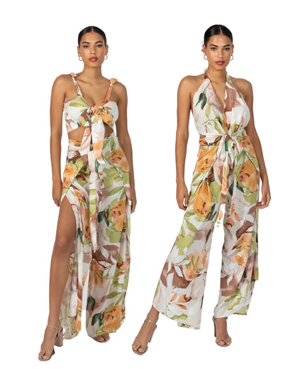 Pant to Jumpsuit - Peach Floral