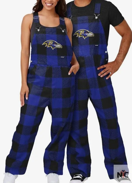 Baltimore Ravens Plaid Bib Overalls