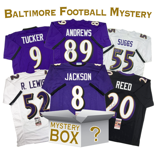 Autographed/Signed Baltimore Football Jersey Mystery Box with PSA JSA or Beckett COA