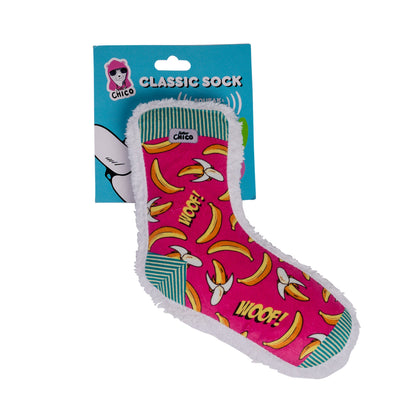 Squeaky Sock Plush Dog Toy – Whimsy Wonders Banana Design