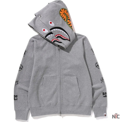 Bape Us Double Shark Full Zip Hoodie Mens