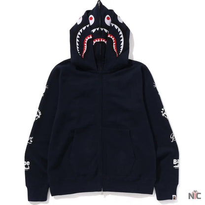 Bape Us Double Shark Full Zip Hoodie Mens