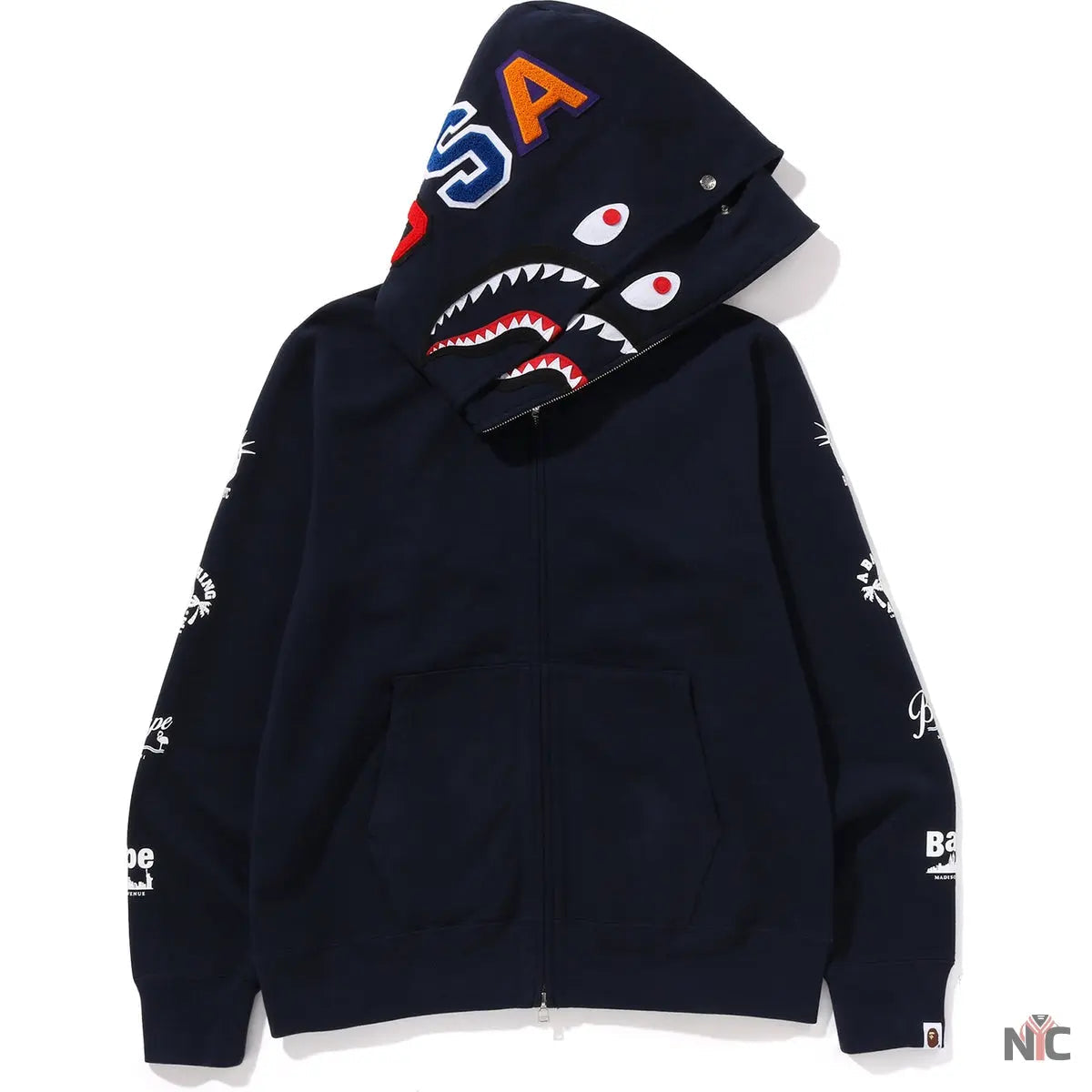 Bape Us Double Shark Full Zip Hoodie Mens