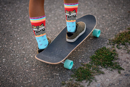 Basquiat Funky Cat Socks - Comfy Cotton for Men & Women