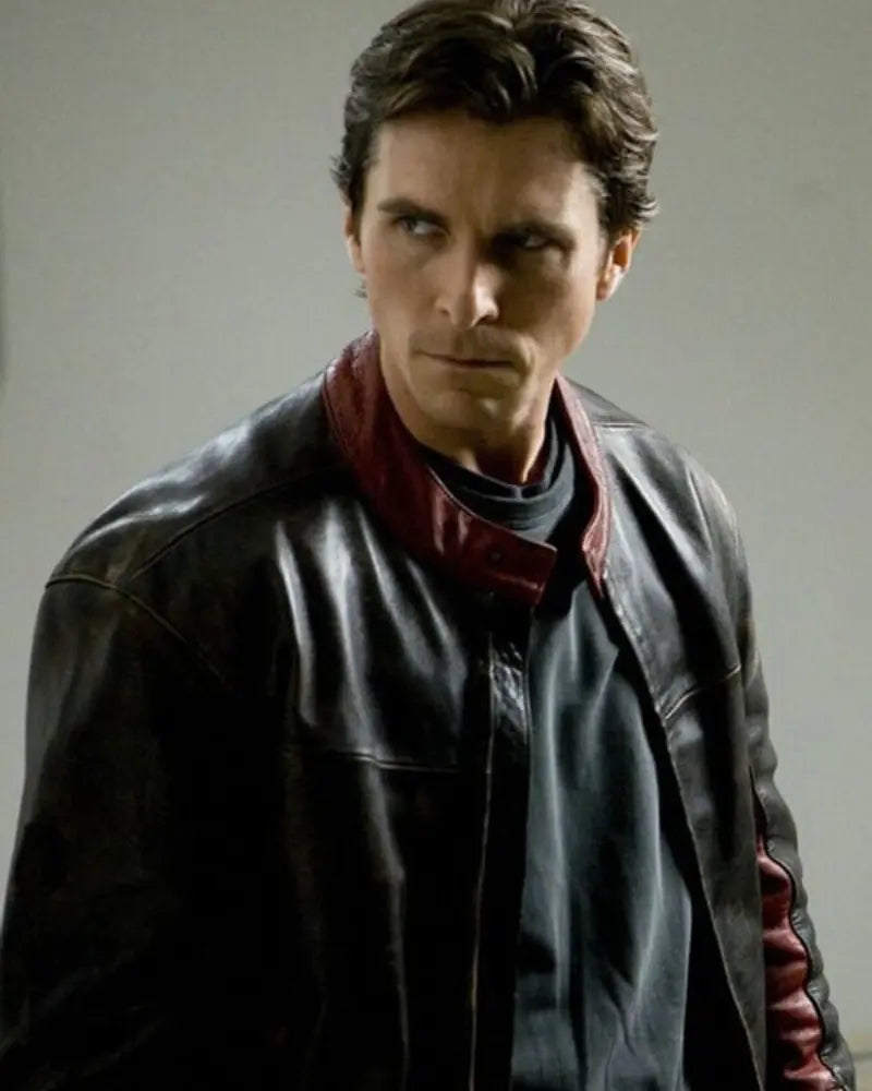 Batman Dark Knight Christian Bale Leather Biker Jacket Black