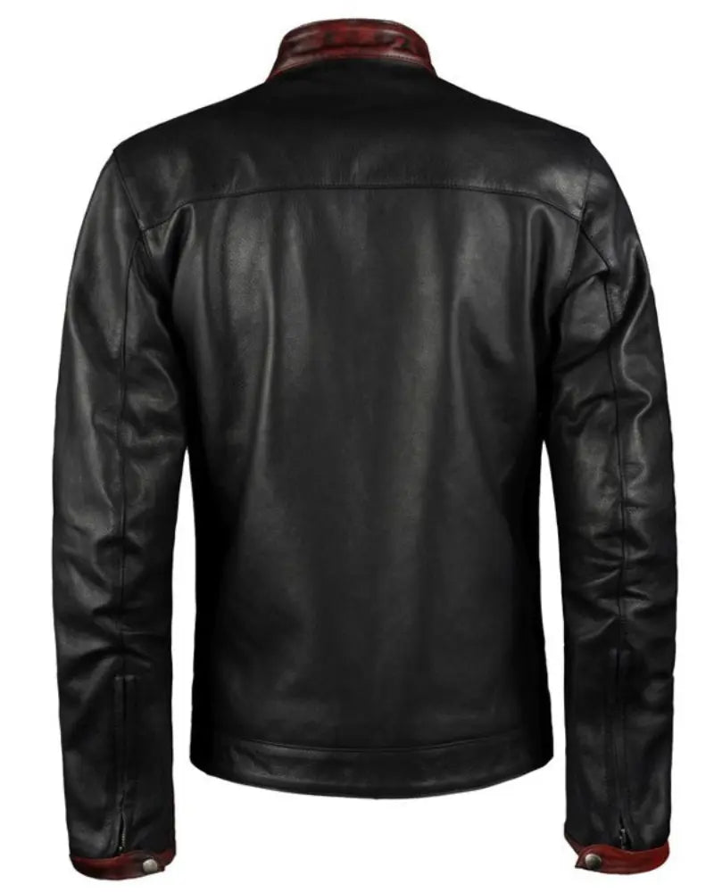 Batman Dark Knight Christian Bale Leather Biker Jacket Black
