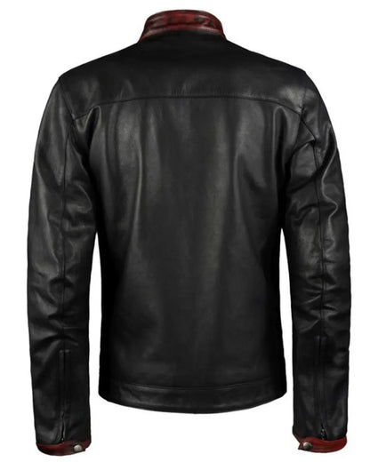 Batman Dark Knight Christian Bale Leather Biker Jacket Black