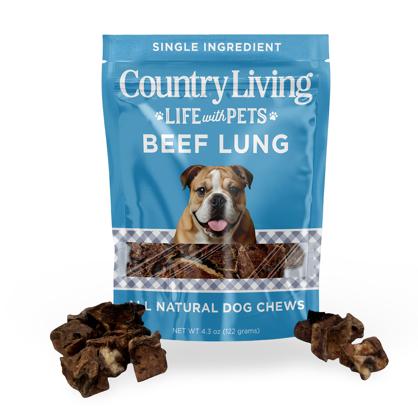 Country Living 4”-6” Beef Lung Slices Dog Treats – 8oz Bag – 100% Natural, Single-Ingredient, High-Protein, Grain-Free Dog Treats – Crunchy & Lightweight