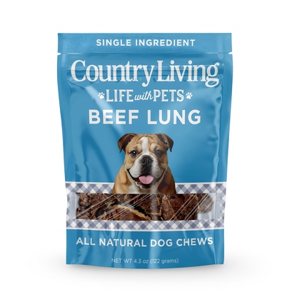 Country Living 4”-6” Beef Lung Slices Dog Treats – 8oz Bag – 100% Natural, Single-Ingredient, High-Protein, Grain-Free Dog Treats – Crunchy & Lightweight