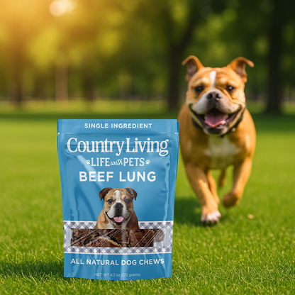 Country Living 4”-6” Beef Lung Slices Dog Treats – 8oz Bag – 100% Natural, Single-Ingredient, High-Protein, Grain-Free Dog Treats – Crunchy & Lightweight