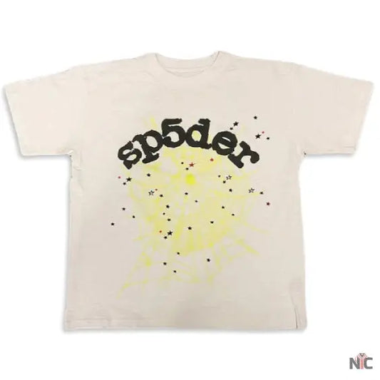 Beige Color T-shirt with Black Printed