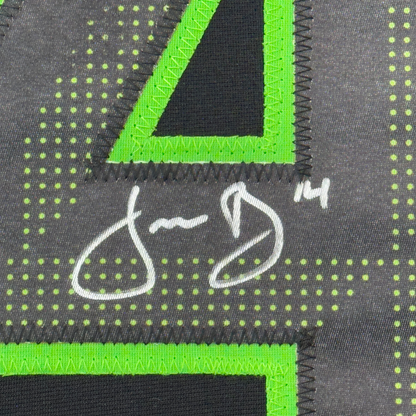 Framed Autographed/Signed Jamie Benn 35x39 Dallas Black Hockey Jersey JSA COA