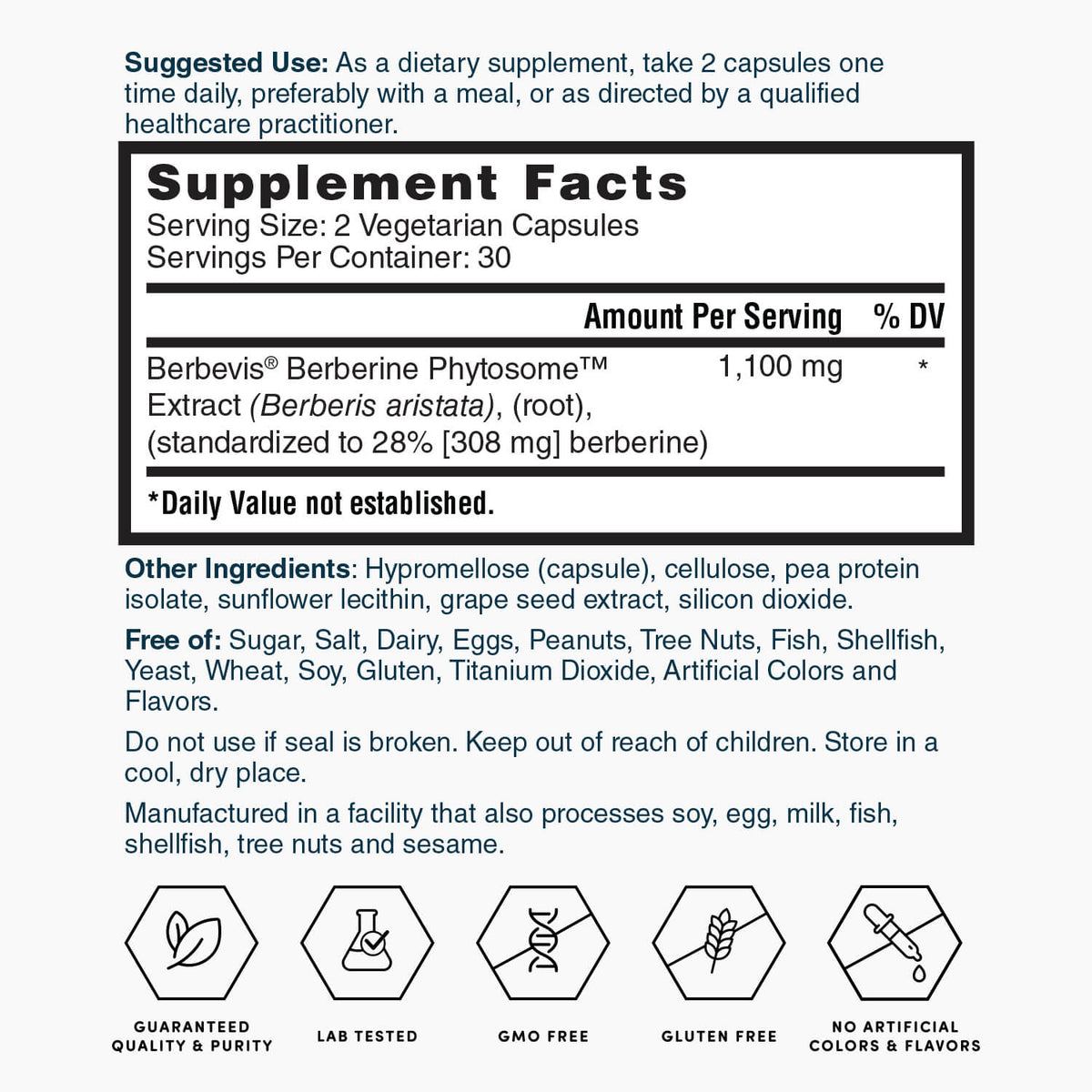 Nature's Lab Gold Berbevis® Berberine Phytosome™ Extract - 60 Capsules