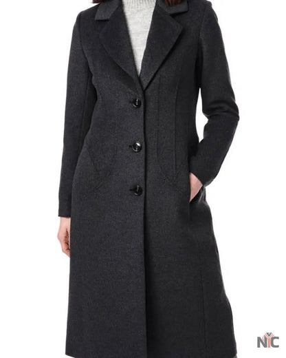 Bernardo Charcoal Tailored Wool Blend Coat