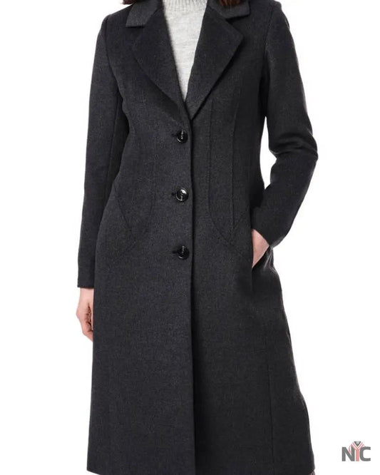 Bernardo Charcoal Tailored Wool Blend Coat