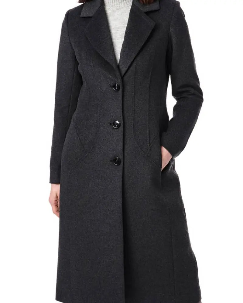 Bernardo Charcoal Tailored Wool Blend Coat