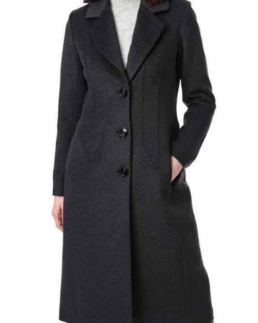 Bernardo Charcoal Tailored Wool Blend Coat