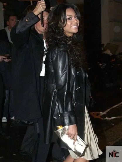 Beyonce Black Leather Coat