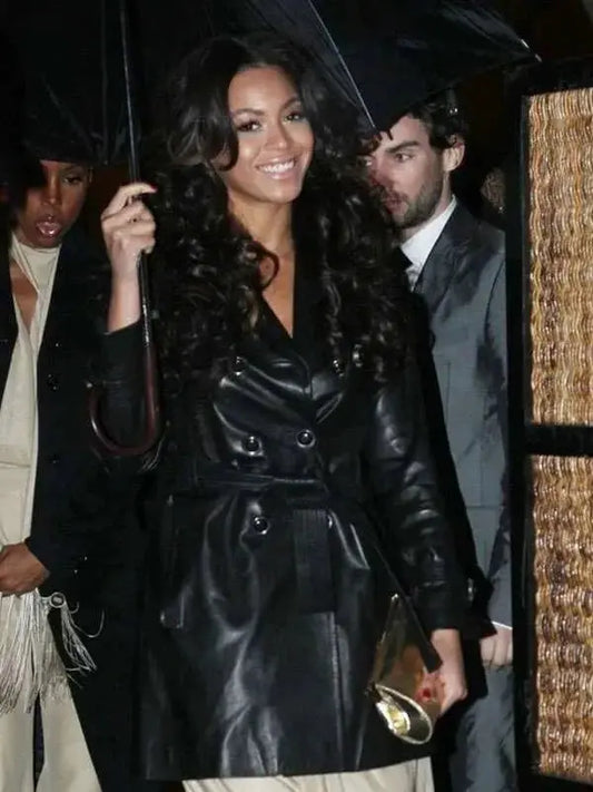 Beyonce Black Leather Coat