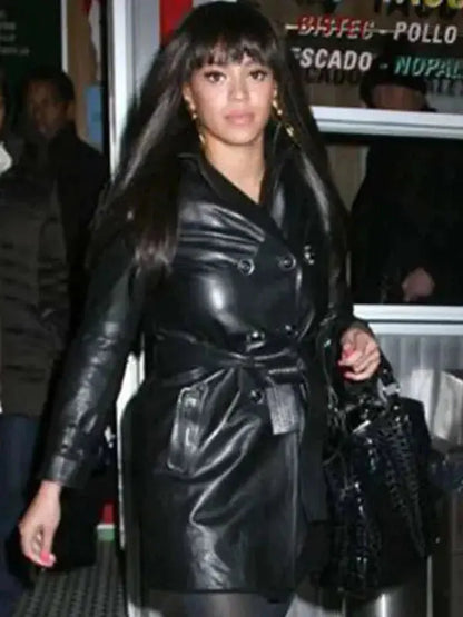Beyonce Black Leather Coat
