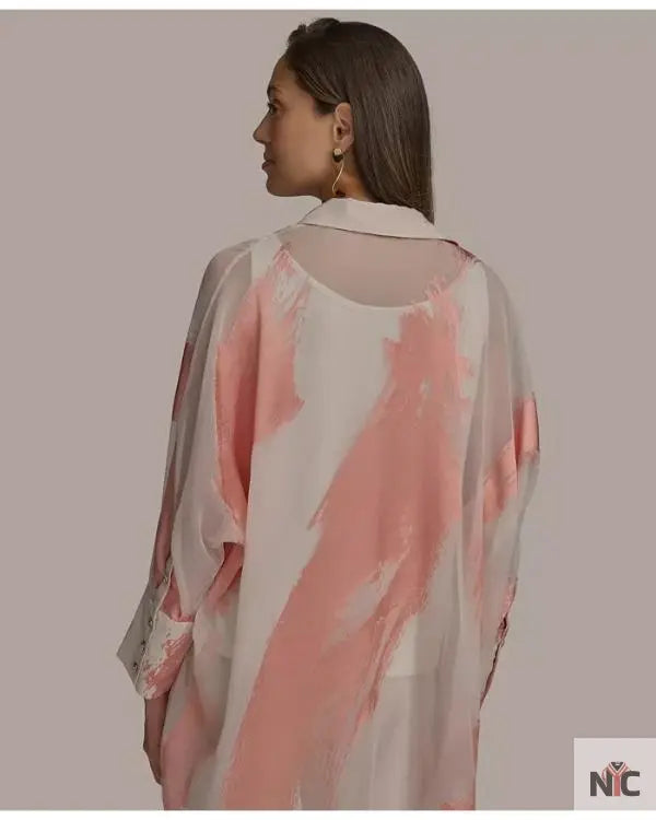Beyond The Gates 2025 Tamara Tunie Coral Brushstroke Blouse