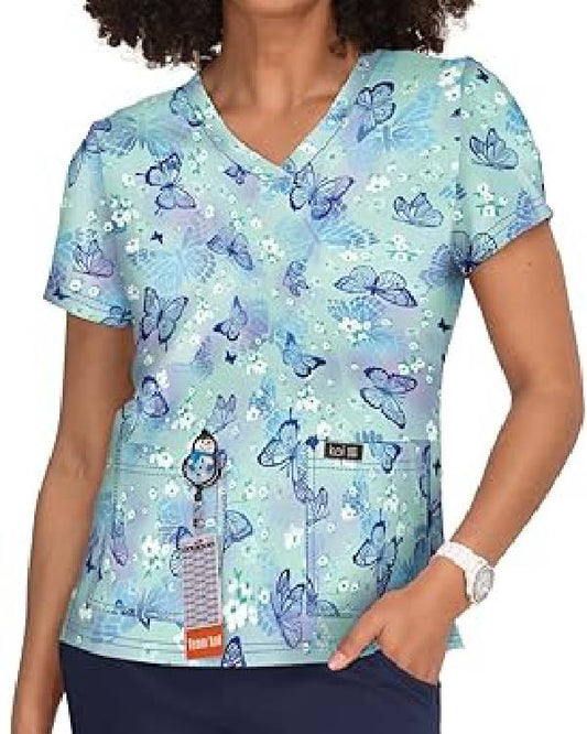 Beyond the Gates Ernestine Johnson Green and Blue Butterfly Top