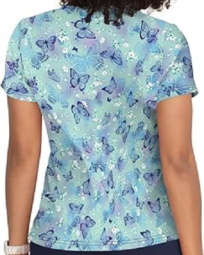 Beyond the Gates Ernestine Johnson Green and Blue Butterfly Top
