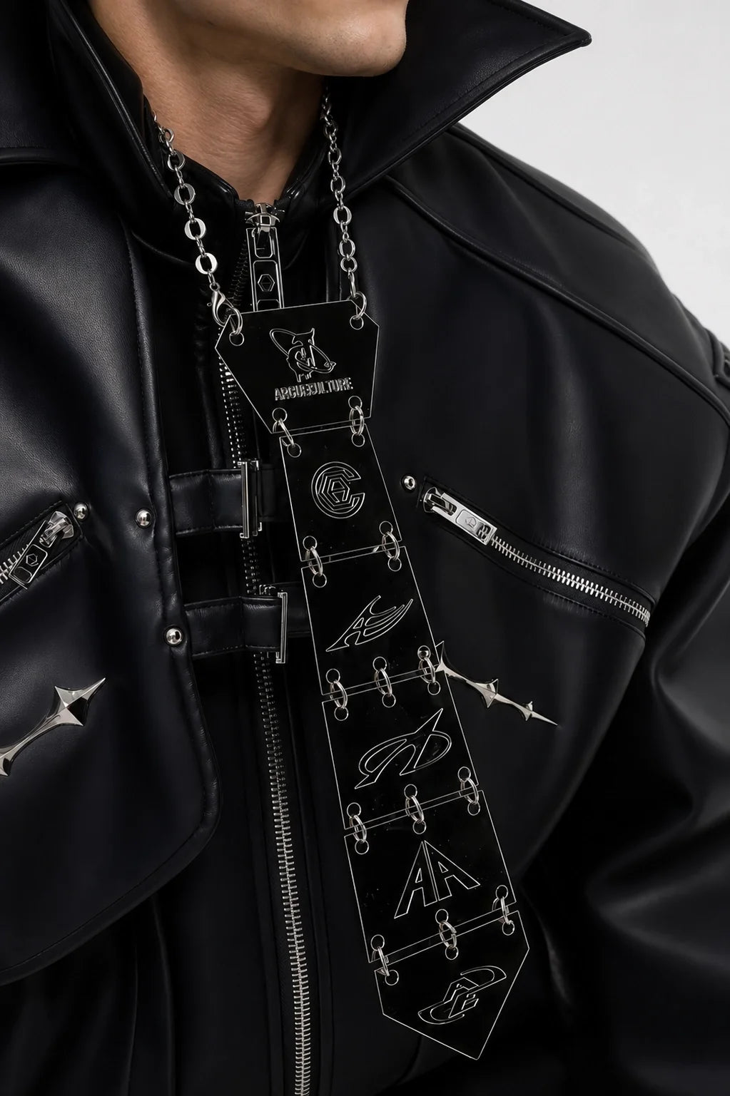3D Spine-Inspired Metal Tie Necklace