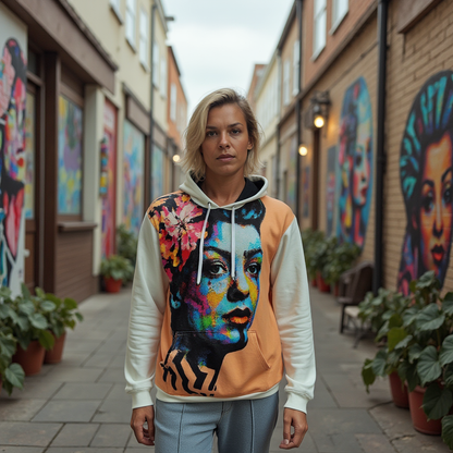 Billie Holiday Remastered Apricot Chiffon Cotton Unisex Pullover Hoodie HUE+MAN Collective