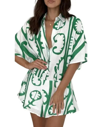 Billion Dollar Playground Green & White Print Playsuit