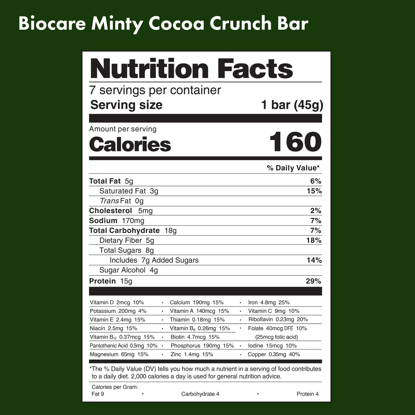 15G Protein Minty Cocoa Crunch Bar - Triathlete Store
