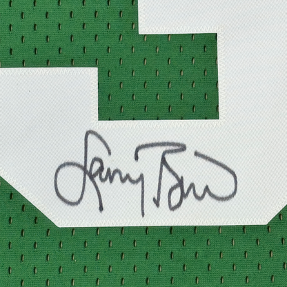 Framed Autographed/Signed Larry Bird 35x39 Boston Split Basketball Jersey Beckett BAS COA