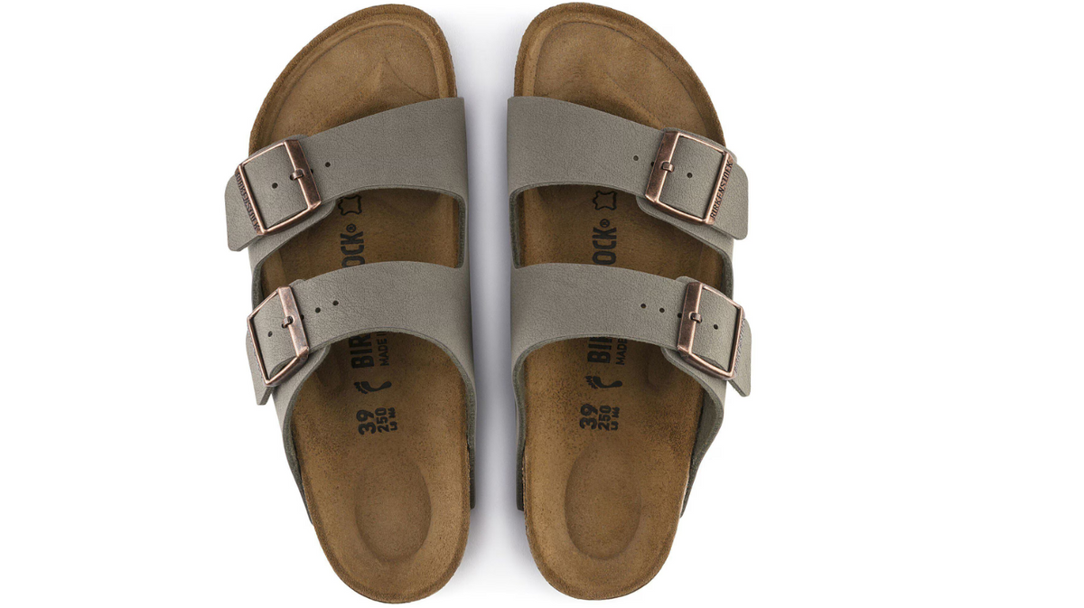 Birkenstock Arizona Birkibuc Stone Sandal - Stone, Narrow