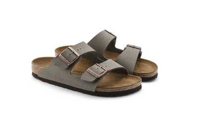 Birkenstock Arizona Birkibuc Stone Sandal - Stone, Narrow