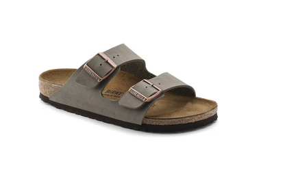 Birkenstock Arizona Birkibuc Stone Sandal - Stone, Narrow