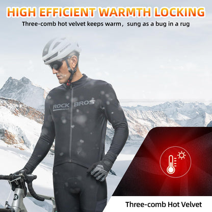 ROCKBROS Men's Long Sleeve Cycling Jersey with full zipper rear pockets perfect fit for outdoor sports