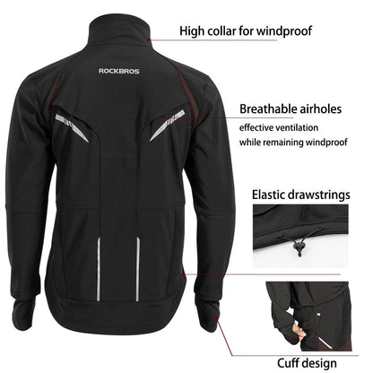 ROCKBROS Men's Winter Cycling Jacket for 5–32°F Thermal Windproof for Biking, Running, Hiking
