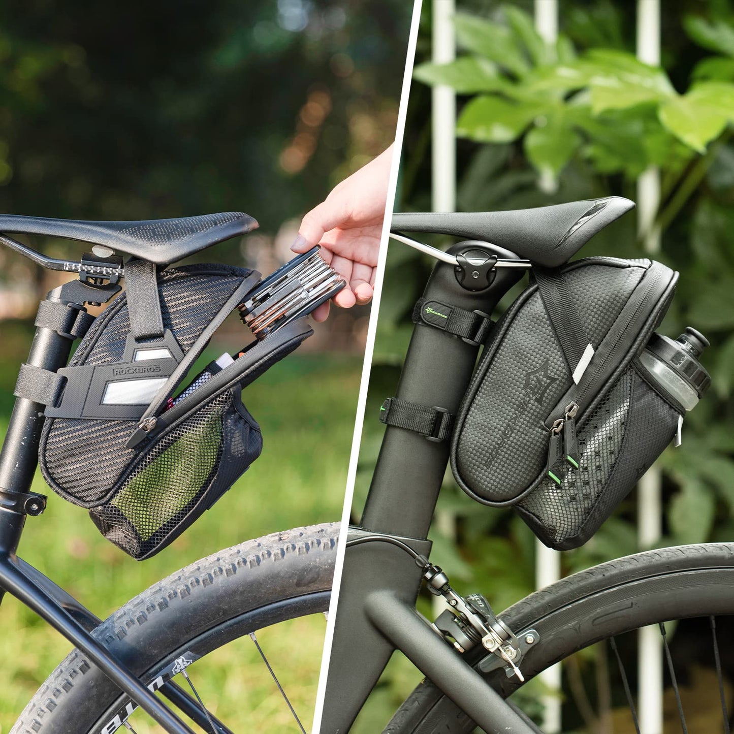 Waterproof Bike Saddle Bag with Bottle Holder
