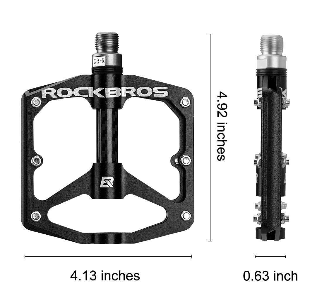 ROCKBROS Mountain MTB Bike Flat 9/16 Lightweight Carbon Fiber Sealed Bearing Pedals - Triathlete Store