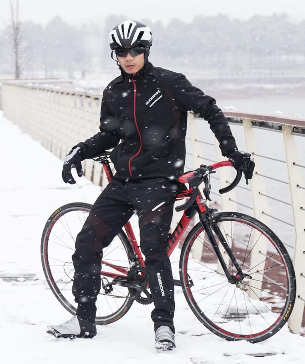 ROCKBROS Men's Winter Cycling Jacket for 5–32°F Thermal Windproof for Biking, Running, Hiking