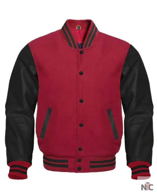 Black And Maroon Varsity Jacket