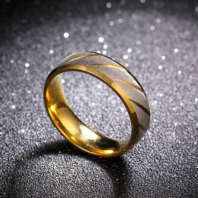 New Trend Stripe Frosted Matte Stainless Steel Rings For Men Twill Wave Simple Ring Finger Jewelry Party Gift Accessories