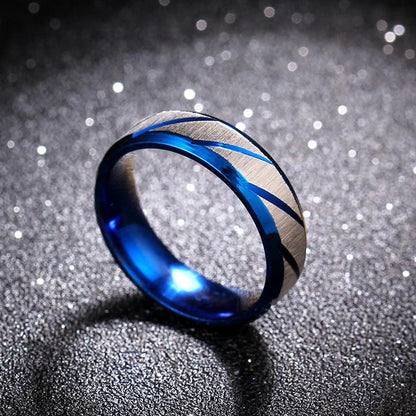New Trend Stripe Frosted Matte Stainless Steel Rings For Men Twill Wave Simple Ring Finger Jewelry Party Gift Accessories