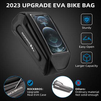 ROCKBROS Bike Bag Under 6.8” Bicycle Accessories Pouch, EVA Waterproof